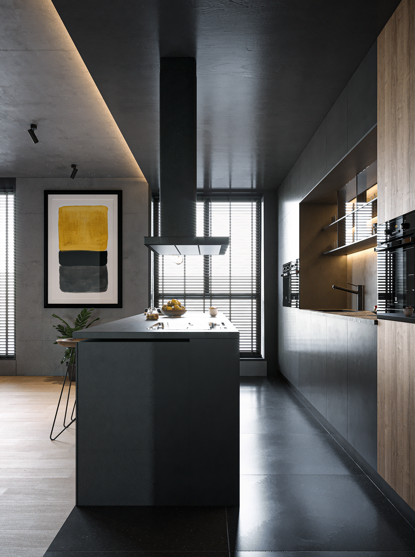 Black interior - KITCHEN