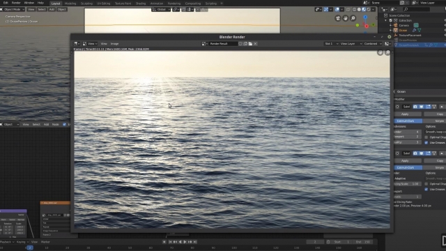 Create Large Scale Oceans in Blender 2.8