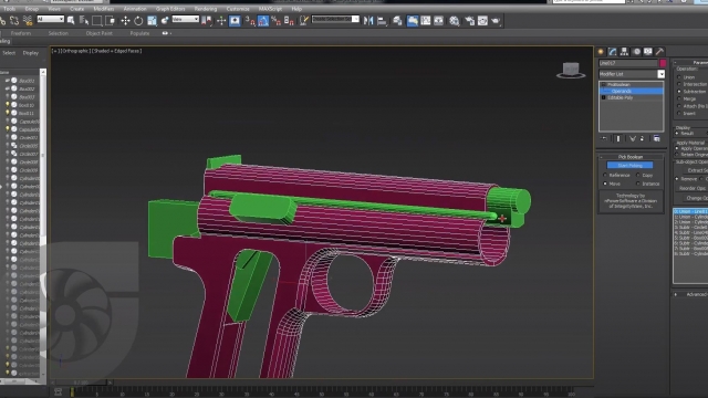 Gun Modelling with Booleans by RenderDock Studio 3dsMax