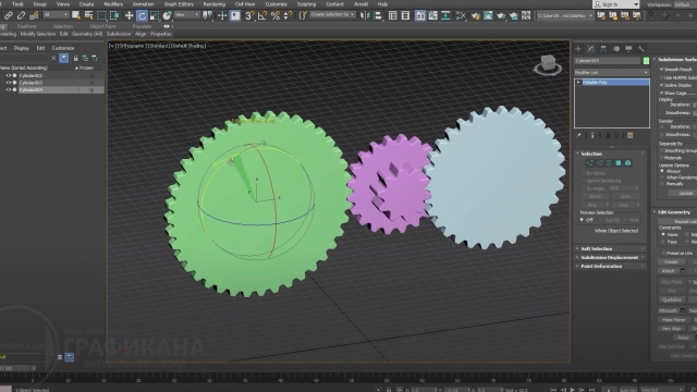 Анимация шестеренок механизма в 3ds Max
