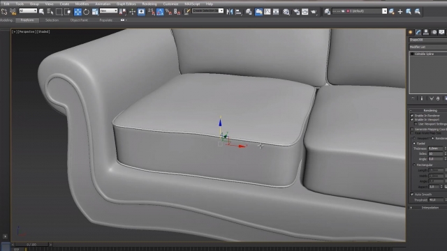 Создание внешнего шва на подушке в 3Ds Max