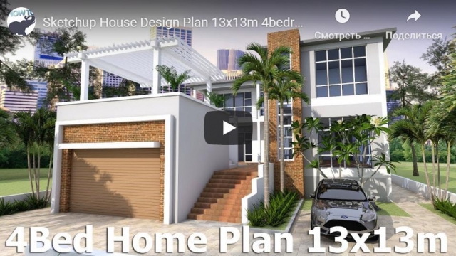 Sketchup House Design Plan 13x13m 4bedroom
