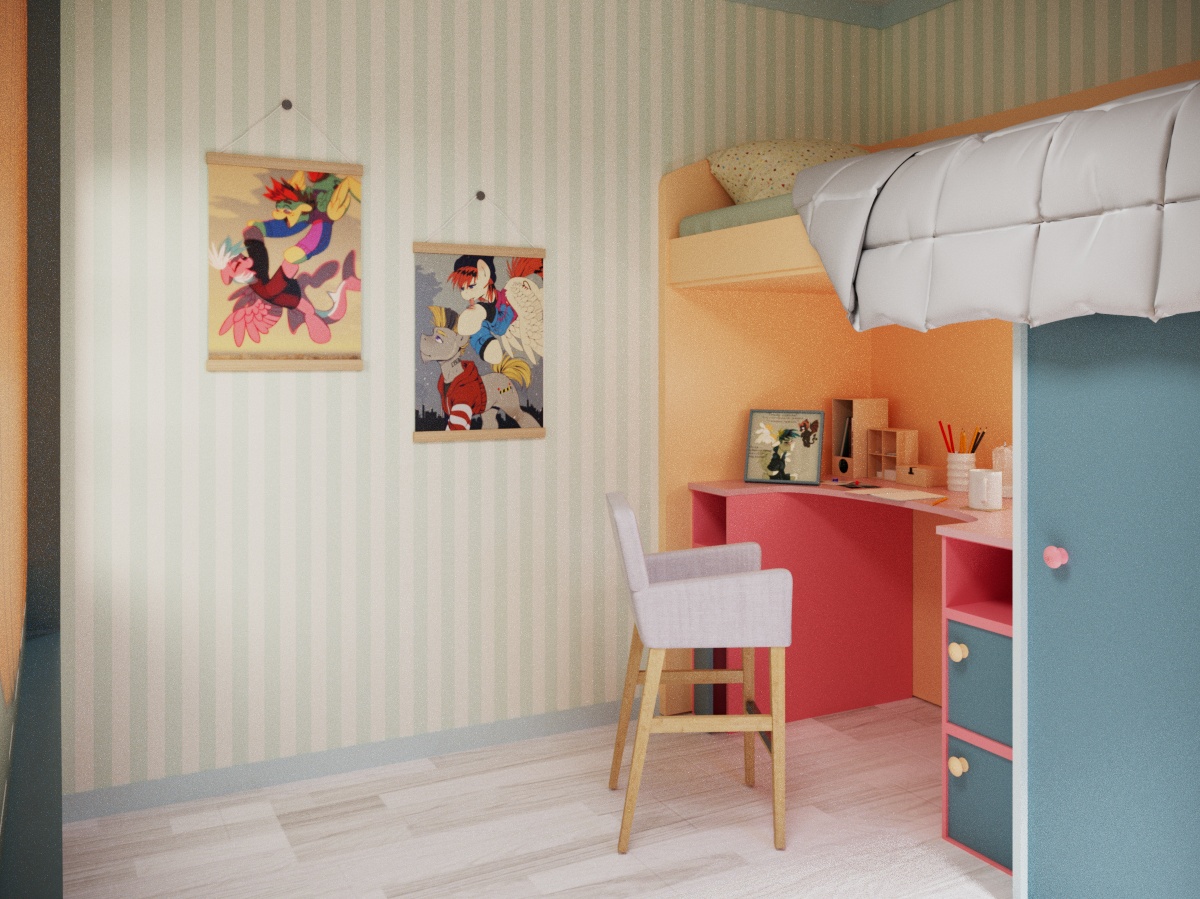 Дизайн-визуализация детской комнаты.