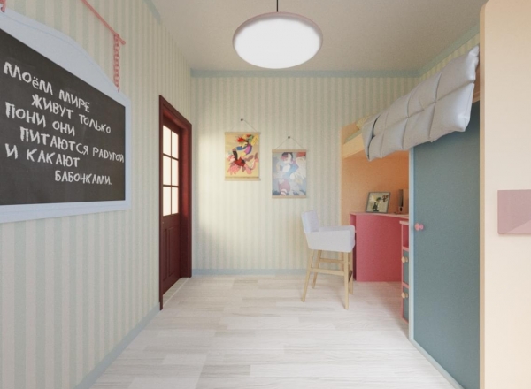 Дизайн-визуализация детской комнаты.