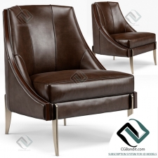 Brown Leather Bronze Armchair