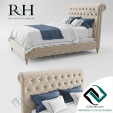 Кровать Bed RH Chesterfield Fabric Sleigh