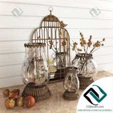 Декоративный набор bronze with glass vases and bronze mirror