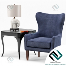 Кресло armchair Rachael chair, Elephant Porcelain Lamp, Flirt End Table