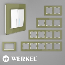 Стеклянные рамки для розеток и выключателей Werkel Favorit (фисташковый)