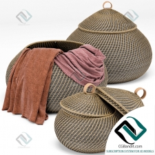 Декор для санузла Arturo Global Bazaar Grey Rattan Weave Round Basket