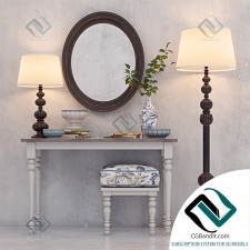 Декоративный набор from a dressing table with a pouf, lamps and decor