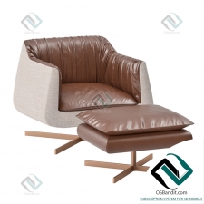 Кресло Armchair BLEU NATURE WAKI sofa 1 place,footstool