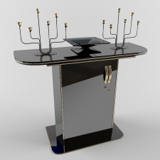 Black and Gold console with decor