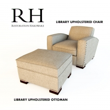 RH LIBRARY UPHOLSTERED OTTOMAN