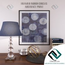 Декоративный набор FRAMED INDIGO CIRCLES ABSTRACT PRINT