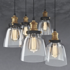 5-light Edison Lamp with Bulbs. Люстра с 5ю подвесами и лампочками Эдисона