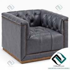 Кресло Armchair Emmy Rustic Lodge Black Leather Tufted Cube