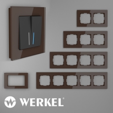 Стеклянные рамки для розеток и выключателей Werkel Favorit (мокко)