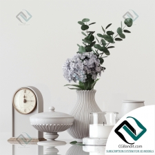 Декоративный набор Decor set with vases, flowers, clocks