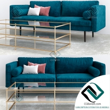 Диван Sofa Monroe Mid Century Celestial Blue