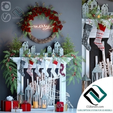 Декоративный набор Artificial fireplace with Christmas decor