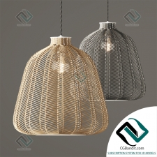 Подвесной светильник Hanging lamp Natural and Grey Chevron Rattan