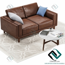 Диван Sofa West Elm Dekalb Leather Loveseat