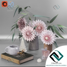 Garden Dahlia flowers decor set Набор декора садовых цветов георгина