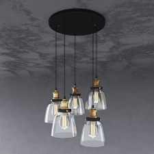 5-light Edison Lamp with Bulbs. Люстра с 5ю подвесами и лампочками Эдисона