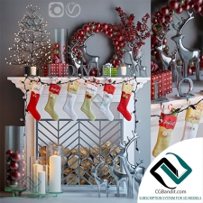 Декоративный набор Christmas decor Artificial fireplace