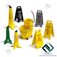 Уборка Cleaning Set of warning signs Wet floor