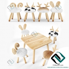 Столы и стулья для детей Tables and chairs for children Animal set