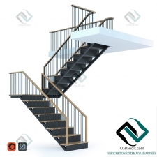 лестница деревянная wooden staircase 03