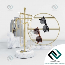 Декор набор из подставок для украшений и очков с зеркалом Decor set from stands for jewelry and glasses with a mirror