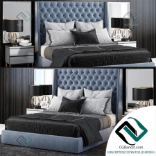 Кровать Bed Sandringham Velvet Upholstered Winged
