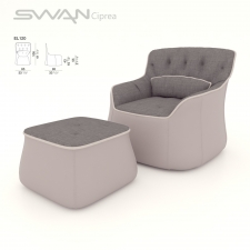 Кресло с пуфом SWAN Ciprea с укороченной спинкой