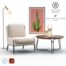 Chair  Blink Easy  - QT Coffee Table - Emery Floor Lamp