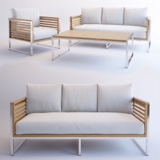 Renava Minorca Outdoor Teak White Sofa Set