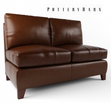 Pottery Barn - Cameron Leather Armless Love Seat