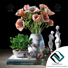 Декоративный набор Decor set Anemone in a marble vase
