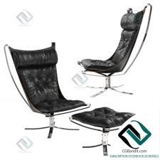 Кресло Chair & Ottoman Falcon Chrome