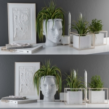 Sculpt Pot and Plants Decor Set