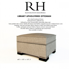 RH LIBRARY UPHOLSTERED OTTOMAN