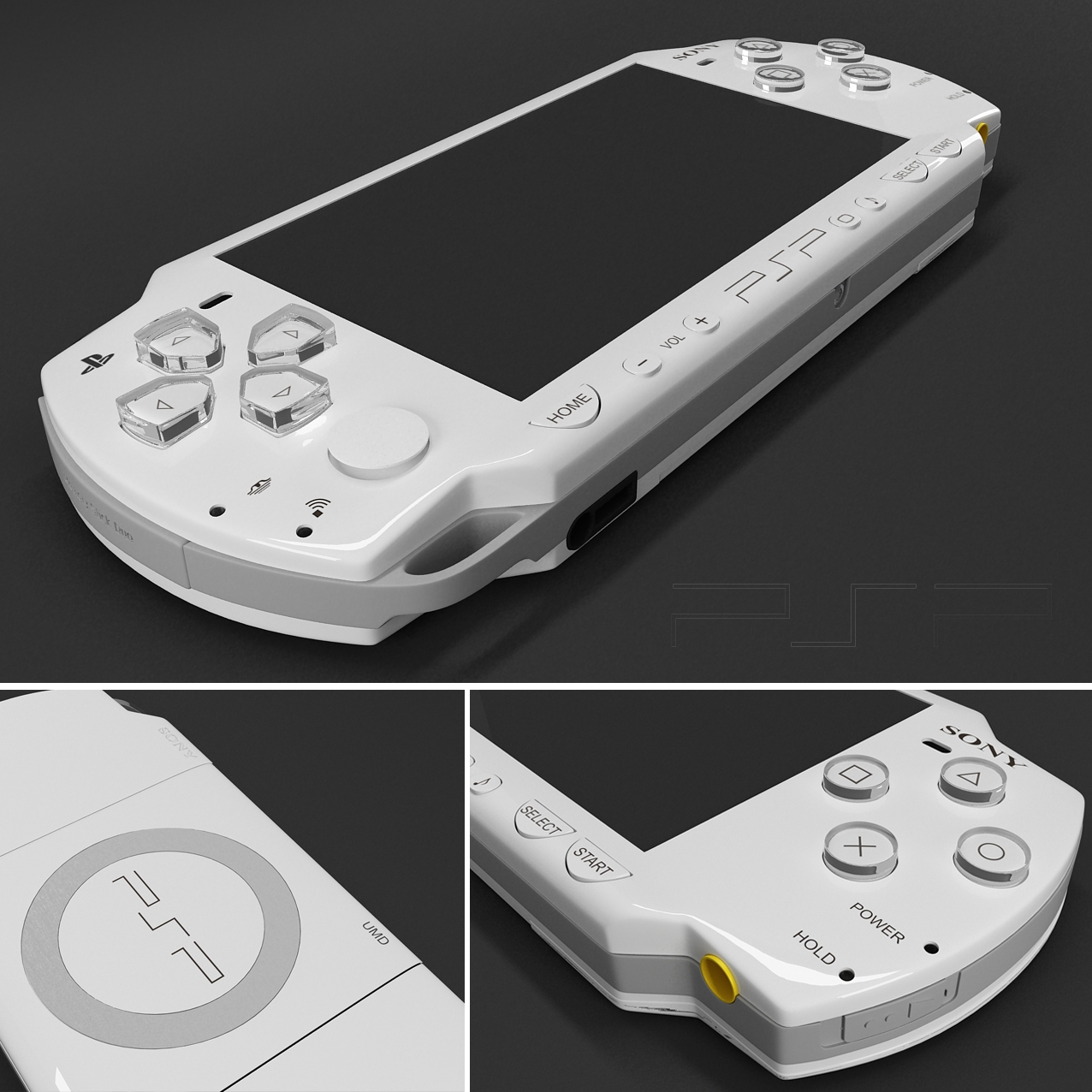 PSP Slim 3D модель скачать бесплатно на CGBandit в формате 3d max, 3ds,  obj, fbx, материалы Vray, Corona Render