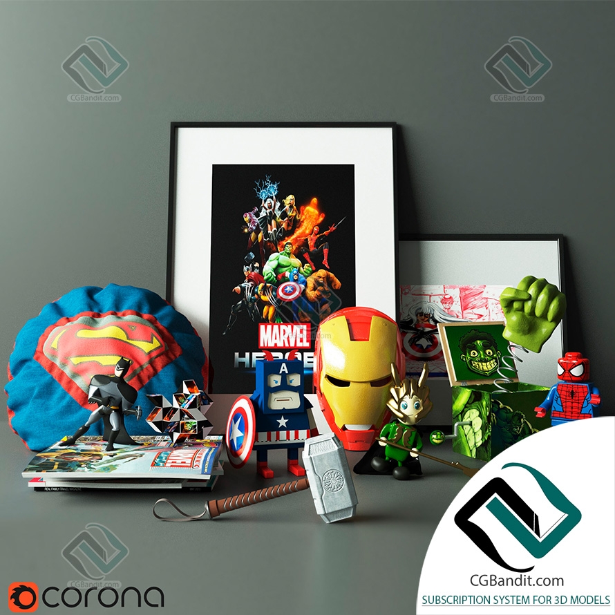 Игрушки Toys MARVEL Heroes 3D модель скачать на CGBandit в формате 3d max,  3ds, obj, fbx, материалы Vray, Corona Render