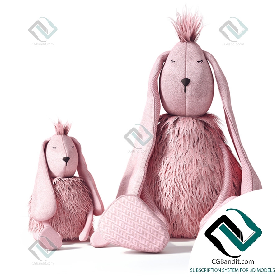 Игрушки Toys Pink Plush Bunny 3D модель скачать на CGBandit в формате 3d  max, 3ds, obj, fbx, материалы Vray, Corona Render