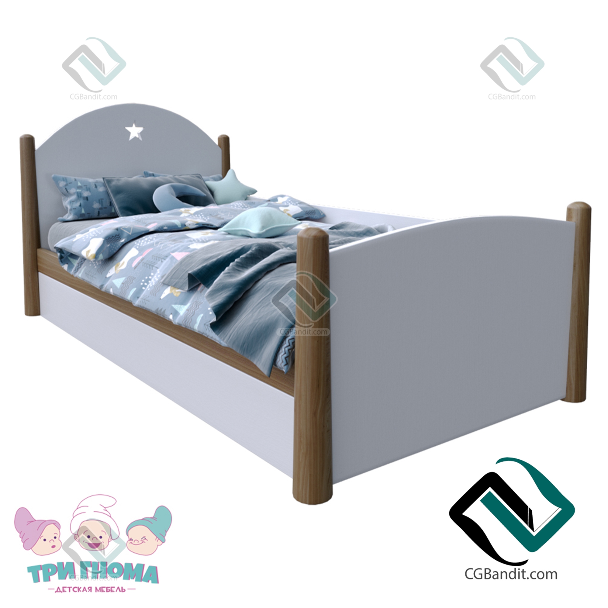 3gnoma Star bed, кровать детская 3D модель скачать бесплатно на CGBandit в  формате 3d max, 3ds, obj, fbx, материалы Vray, Corona Render