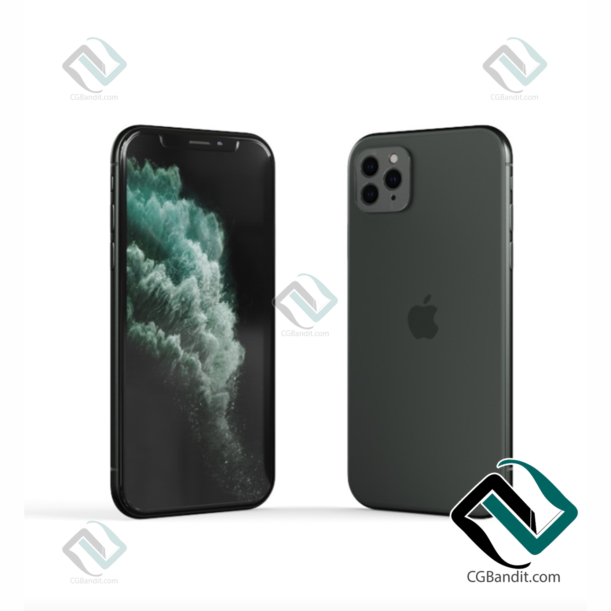 Iphone 11 PRO MAX 3D модель скачать на CGBandit в формате 3d max, 3ds, obj,  fbx, материалы Vray, Corona Render