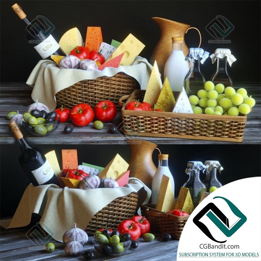 Еда и напитки Food and drink Cheese basket 3D модель скачать на CGBandit в  формате 3d max, 3ds, obj, fbx, материалы Vray, Corona Render