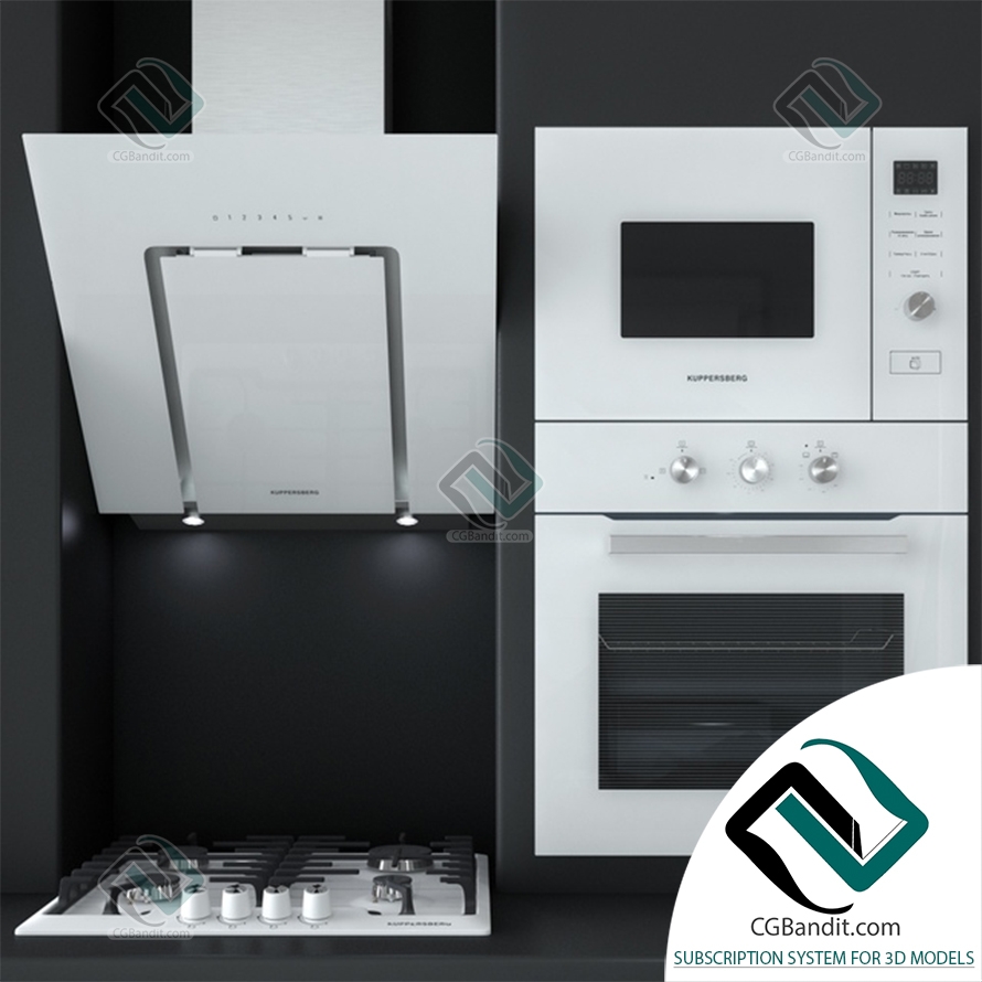 Кухонная техника Kitchen appliances Kuppersberg 3D модель скачать на  CGBandit в формате 3d max, 3ds, obj, fbx, материалы Vray, Corona Render